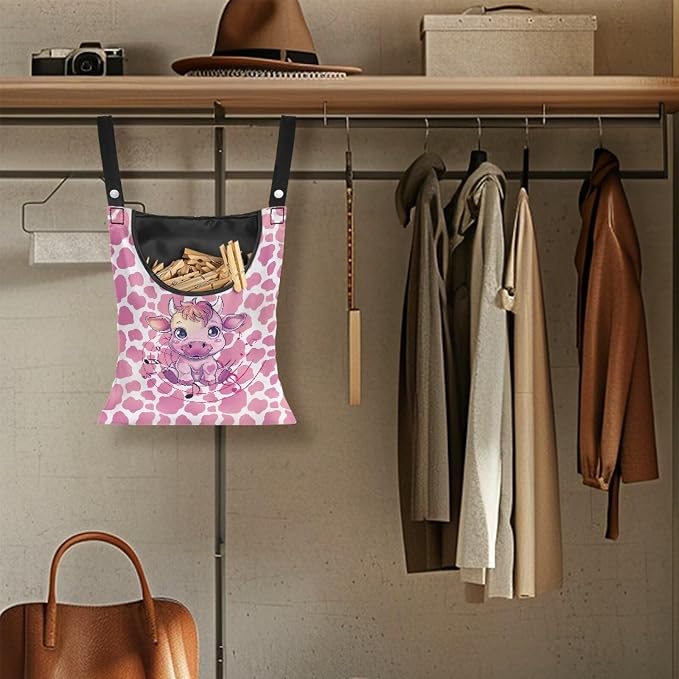 Pink Cow Clothes Pin Hanging Bag Multi Purpose Clothespin Storage Organizer - Image 4