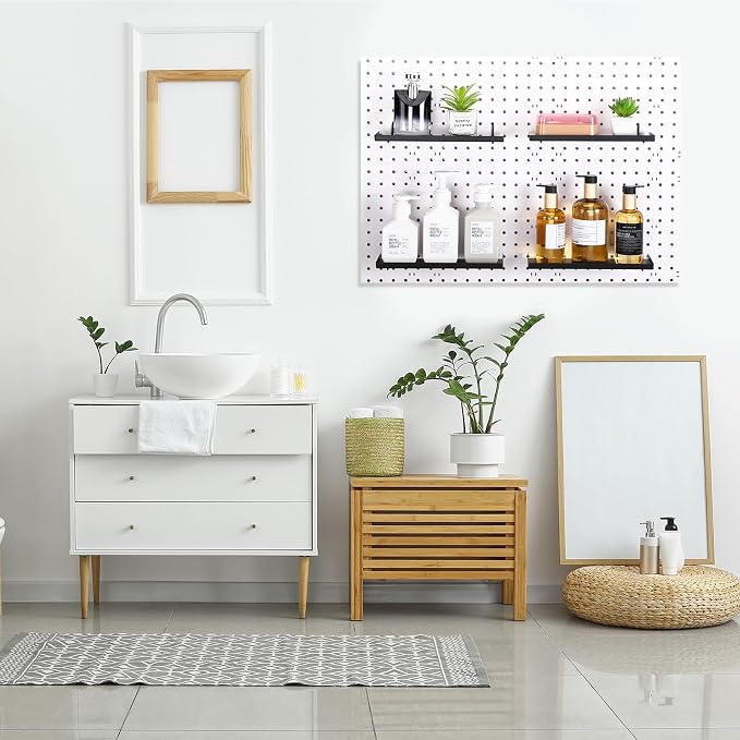 4 Pcs Pegboard Shelves, 14 x 6 Inch Metal Shelf Brackets Pegboard Tray - Image 2