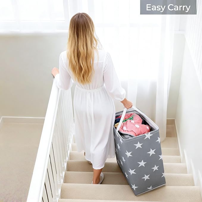 Laundry Basket, Large Clothes Hamper Collapsible, Free-Standing - Image 9