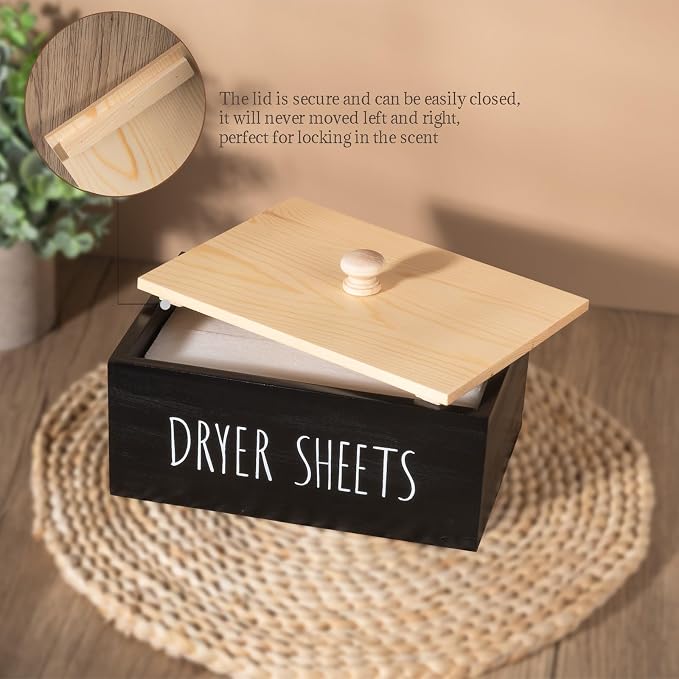 zoocatia Laundry Room Decor Dryer Sheet Container Wood Detergent Dispenser - Image 4