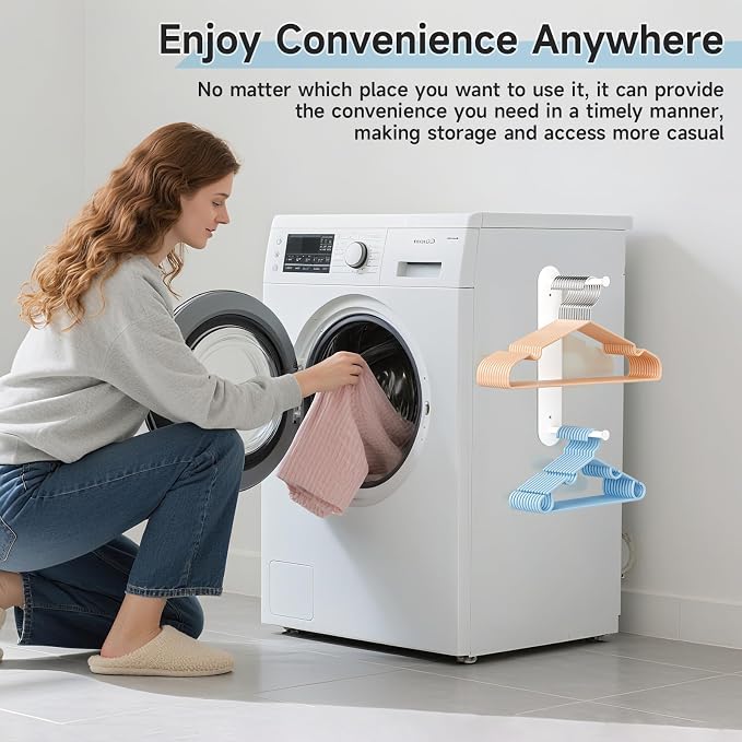 Hanger Holder for Laundry Room, Wall Mounted Clothes Hanger Organizer Stacker - Image 3