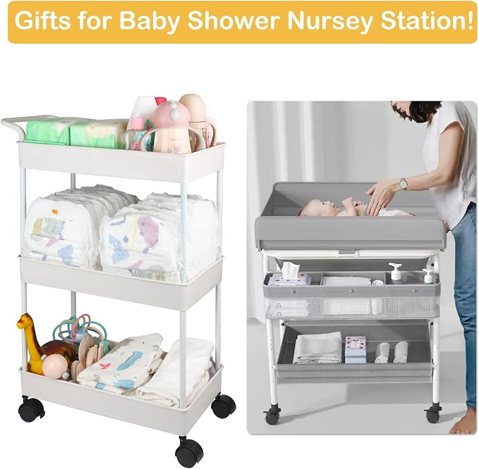 Baby Diaper Caddy, Plastic Movable Cart - Image 7