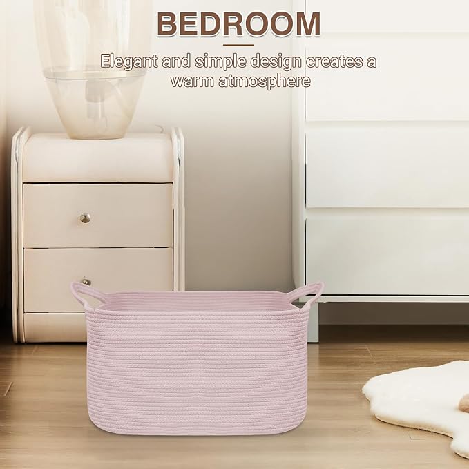 YOUDENOVA Nursery Storage Basket，21.6''×14.9''×11.8'' Rectangle Cotton Rope - Image 6
