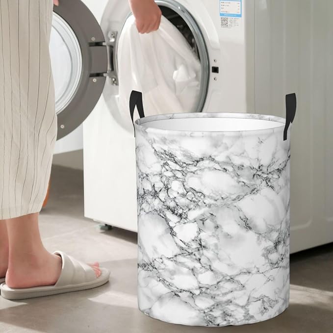 Black And White Marble Laundry Hamper Bag - Image 6