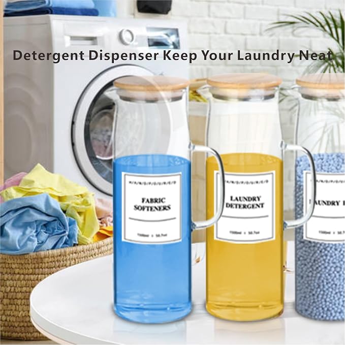 Liquid Laundry Detergent Dispenser, Glass Jars - Image 4