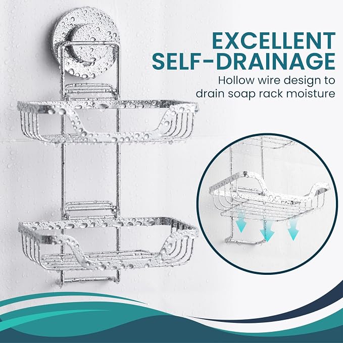 TAILI Double Layer Soap Holder, Drill-Free Bar Soap Dish Tray Suction Cup - Image 3