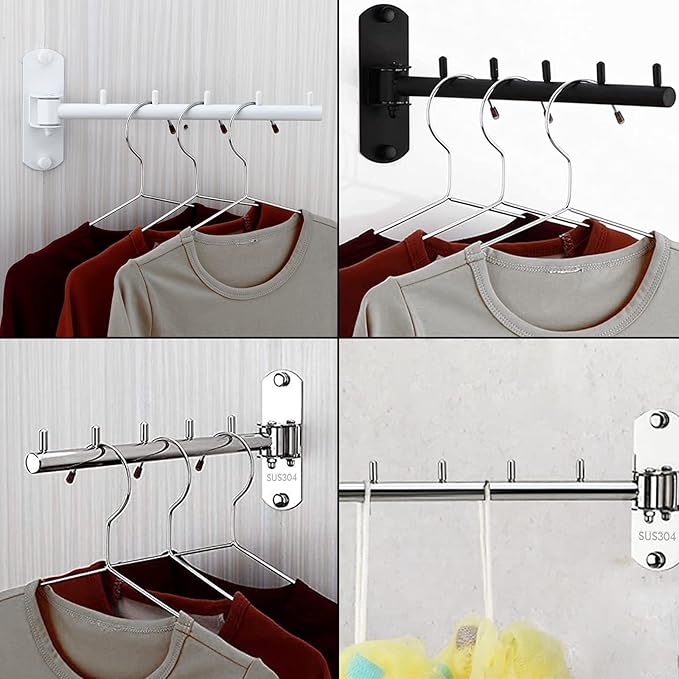 Folding Wall Mounted Clothes Hanger Rack - Image 5