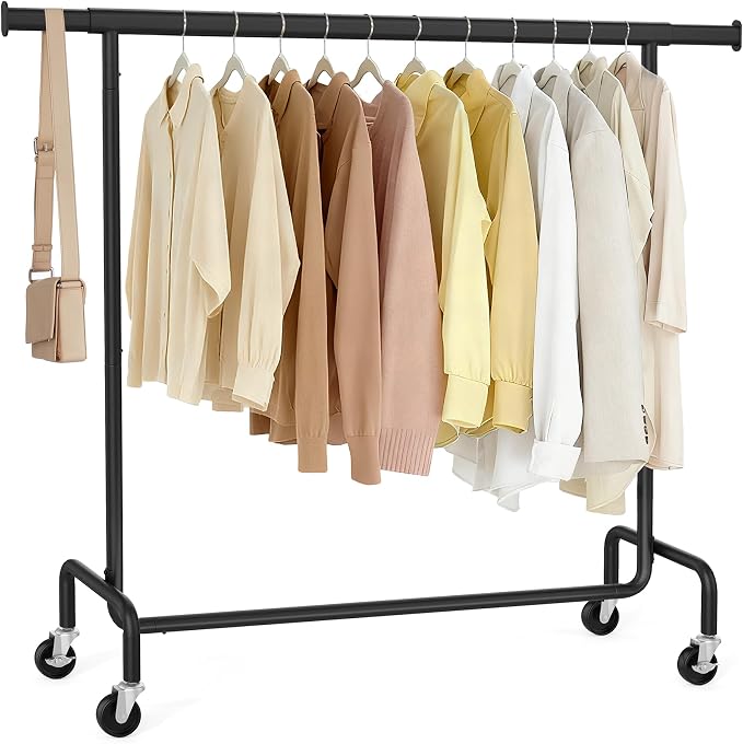 SONGMICS Clothes Rack with Wheels, Heavy-Duty Garment Rack with Extendable by SONGMICSbySONGMICSHOME
