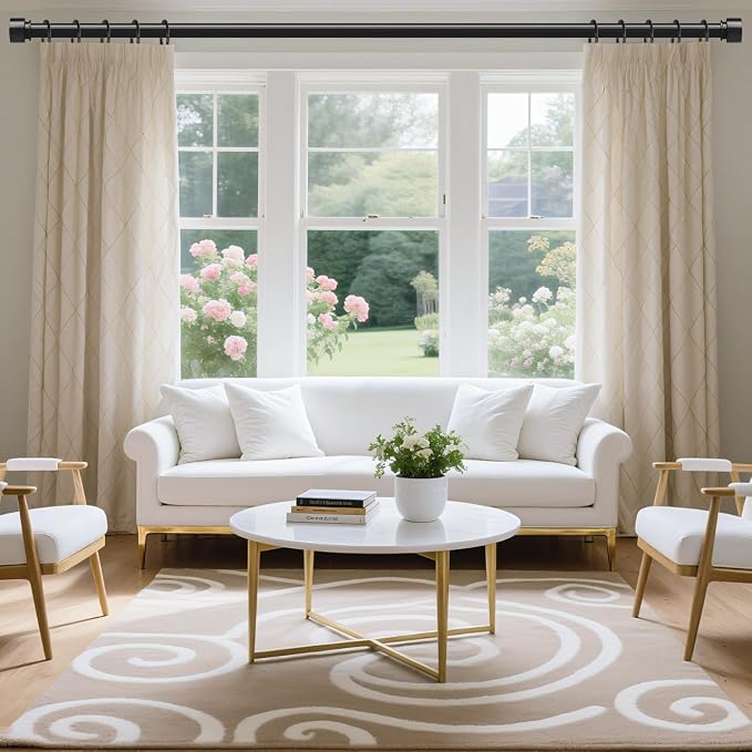 Long Curtain Rods for Windows 72 to 144 Inch, Modern End Cap Style Design - Image 2