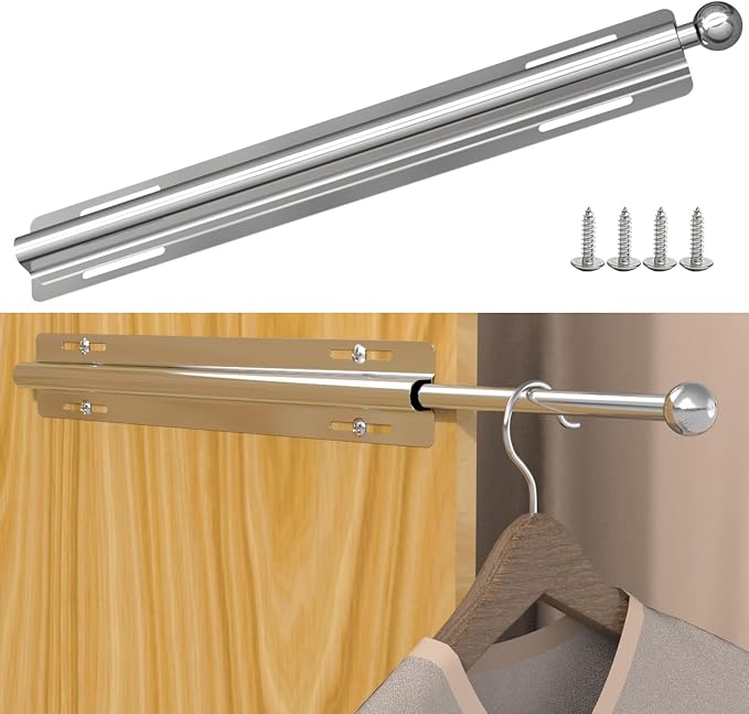 12 Inch Valet Rod for Closet Pull Out, Space Saving, Retractable Slide Out by QIANSIHUANG
