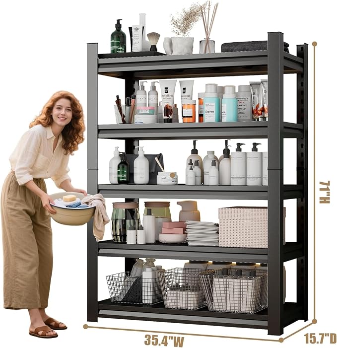 Over Washer Storage, 5Tier Expandable Washer and Dryer Rack, Laundry Room - Image 2