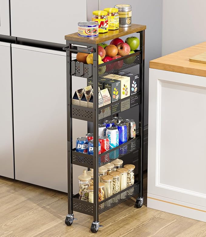 Giwil Slim Storage Cart 5 Tier Narrow Kitchen Rolling Cart on Wheels by Giwil
