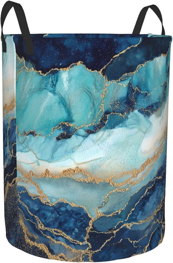 Marble Laundry Basket Storage Bin Foldable Laundry Hamper Clothes Storage - Image 2