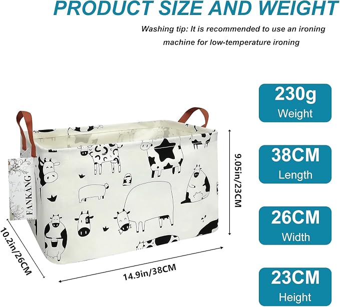 FANKANG Storage Basket, Nursery Hamper Canvas Laundry Basket Foldable - Image 2