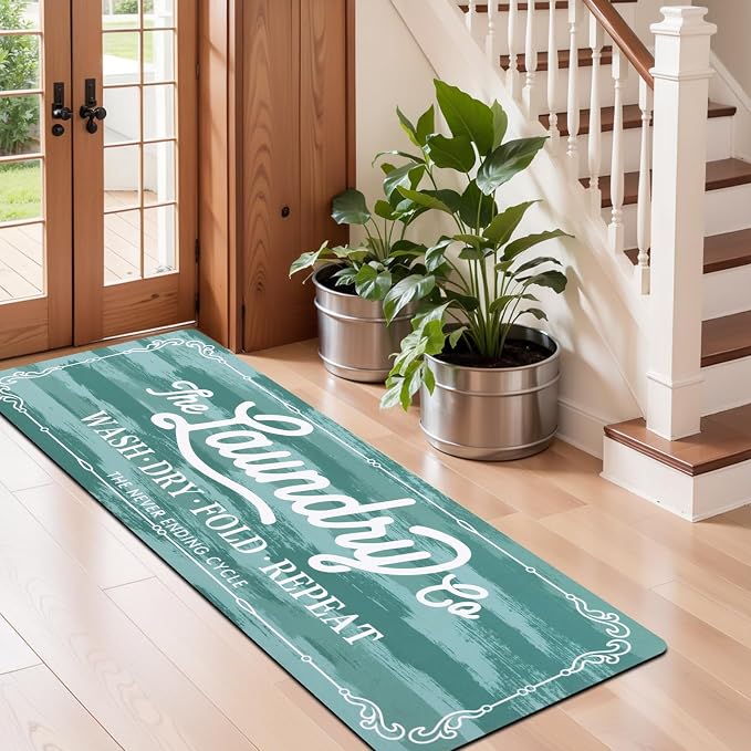 Pauwer Laundry Room Rug Runner 20"x60" Waterproof Rubber Laundry Mat Non Slip - Image 6