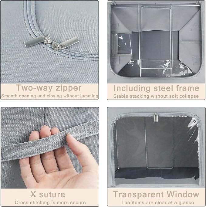 Clothes Storage Box Bins Stackable Foldable Organizer, Sturdy Handles - Image 5