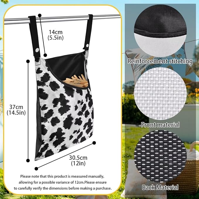 2 Pcs Cow Print Clothespin Bag - Image 7
