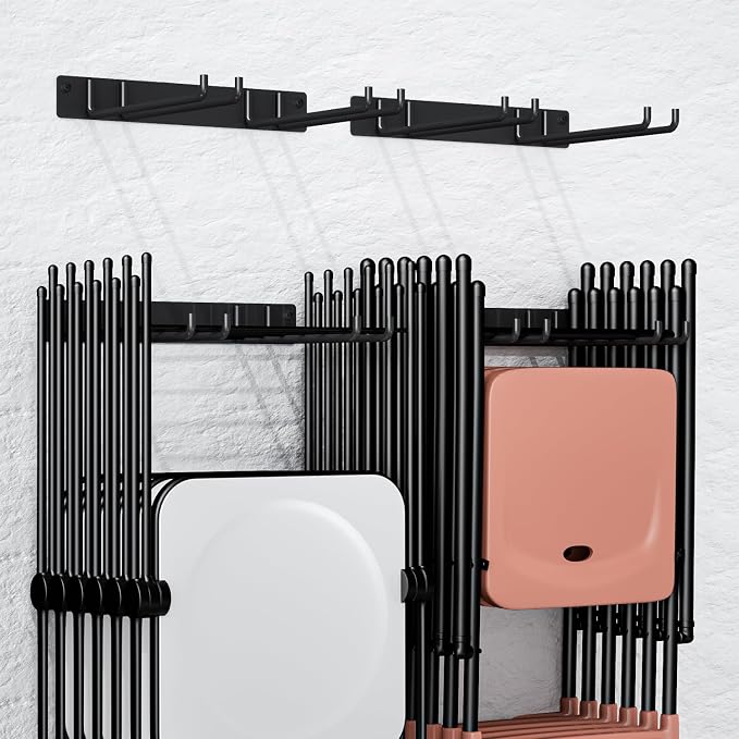 Folding Chair Storage Rack for Garage, Utility Hooks for Lawn, Beach & Camping by MOOMSINE