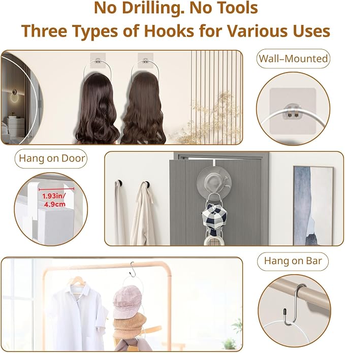 LINFIDITE 15 Pack Baseball Hat Rack Hanger Holder Organizer Multi Hook Wall - Image 8