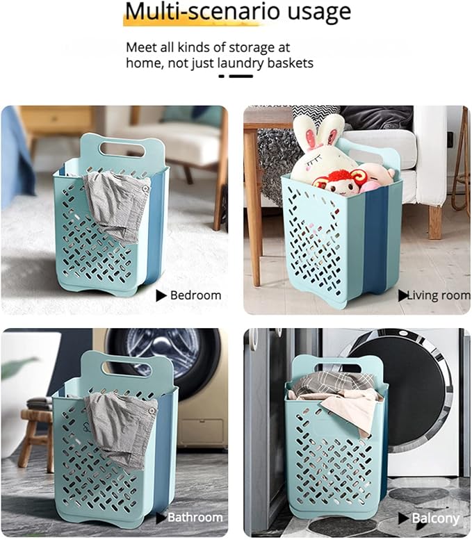 Wall-mounted Collapsible Laundry Basket, Tall Plastic Hamper - Image 6