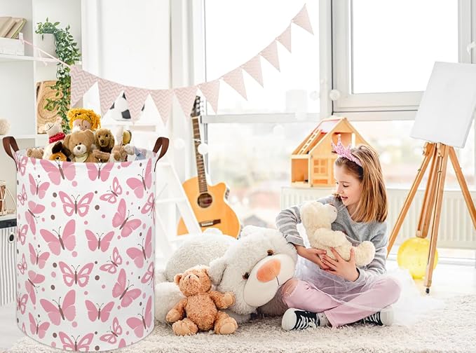 HIYAGON Girls Pink Laundry Baskets Baby Hamper - Image 5