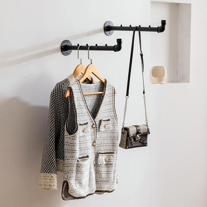 Industrial Wall Pipe Clothes Bar - Image 6