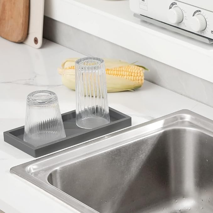 Bathroom Trays for Counter, Slicone Vanity Trays for Bathroom, Rectangle Sponge - Image 7