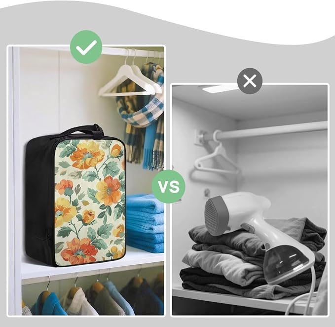 Yellow Floral Portable Steamer Storage Bag Lightweight Iron Carrying Case - Image 4