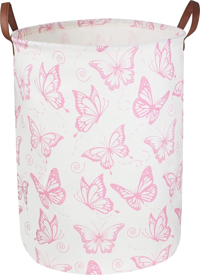 CLOCOR Pink Laundry Basket, Waterproof Nursery Hamper by CLOCOR