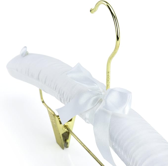 HANGERWORLD Pack of 5 White Satin Padded Hangers - Image 4