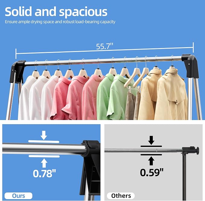 APEXCHASER Clothes Drying Rack Foldable, 55 Inch Laundry Rack Indoor Outdoor - Image 4