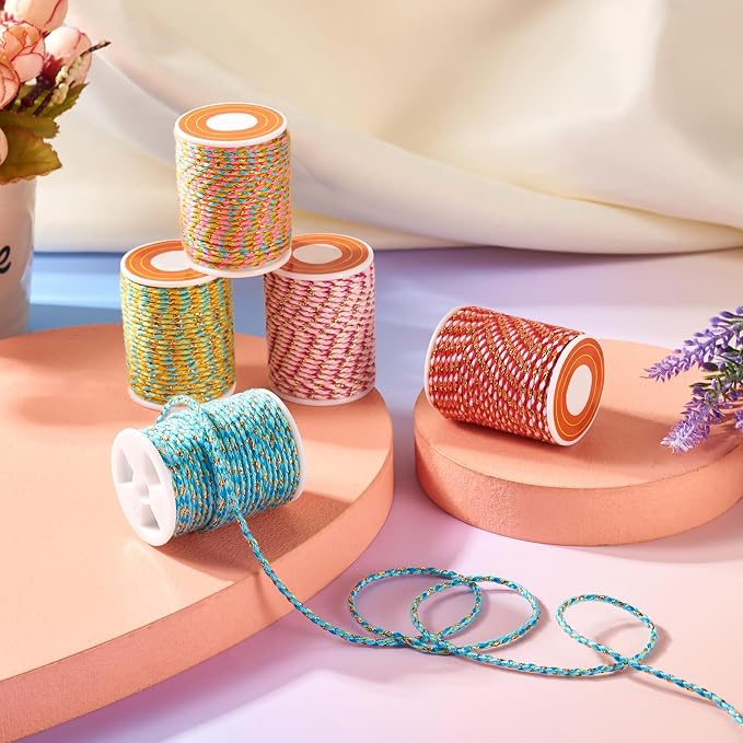 21.5 Yards 1.5mm Macrame Cotton Cord 4-Ply Gold Wire Braiding Beading Thread - Image 5