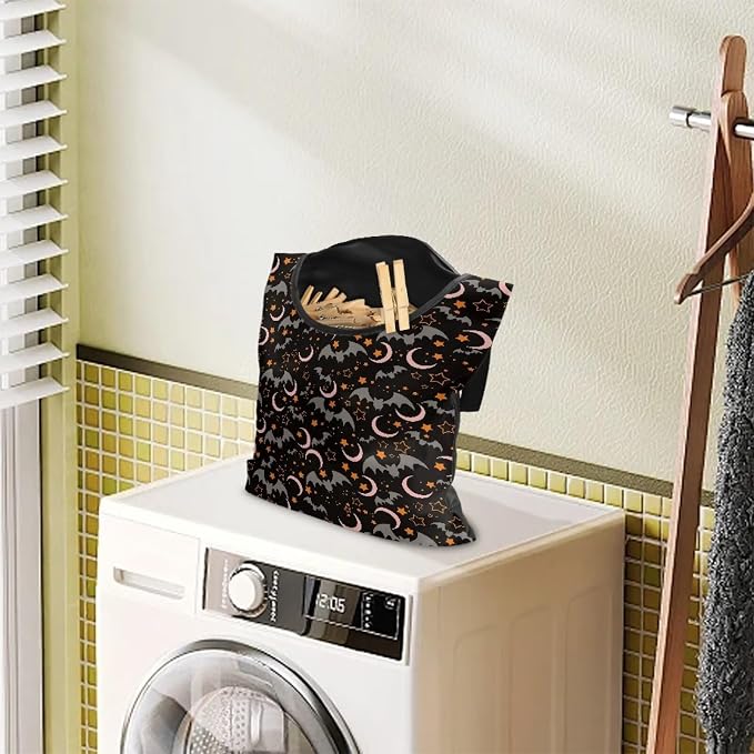 Bats Moon Clothes Pin Hanging Bag Multi Purpose Clothespin Storage Organizer - Image 2