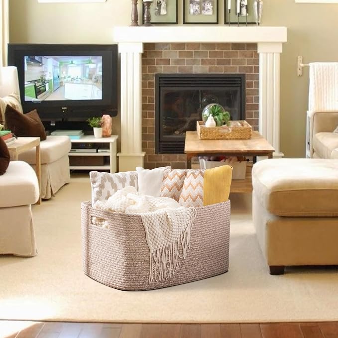 OIAHOMY 75L Large Woven Cotton Rope Storage Basket - Image 8