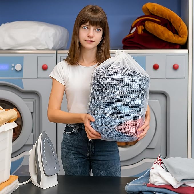 25 Pack Mesh Laundry Drawstring Bags, Laundromat - Image 4