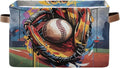 Baseball and Baseball Glove Storage Bins Fabric Storage Baskets by SUABO