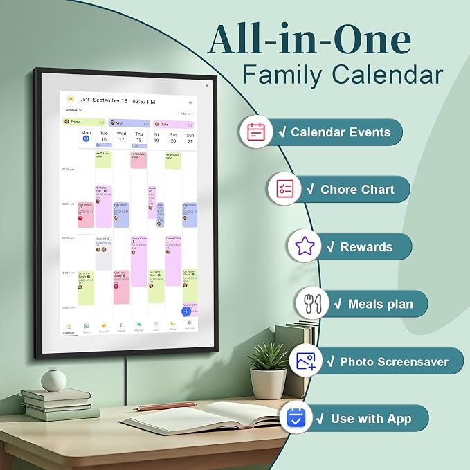 21.5 Inch Digital Calendar Wall Touchscreen, Smart Chore Chart+Monthly and - Image 4
