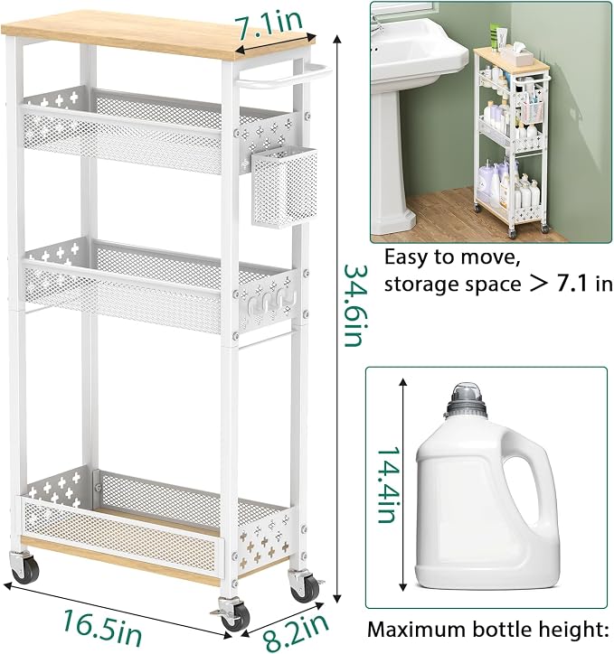Slim Storage Cart 4 Tier Laundry Cart - Image 4