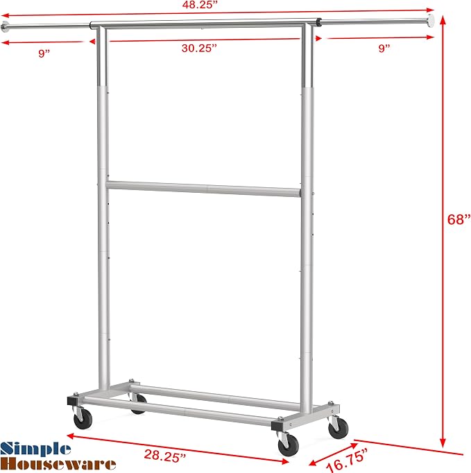 Simple Houseware Double Rod Garment Rack - Image 7