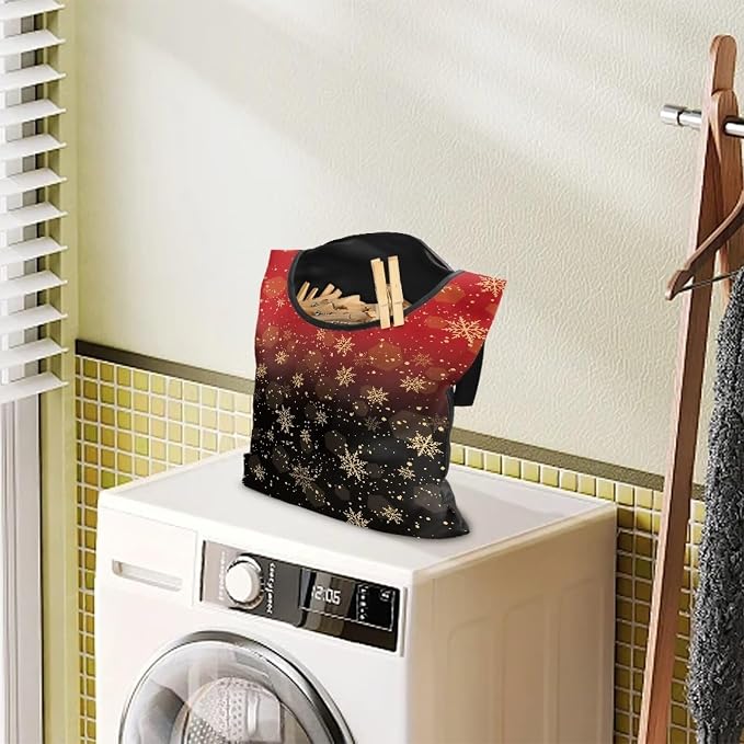 Snowflake Clothes Pin Hanging Bag Portable Clothespin Storage Bag - Image 2