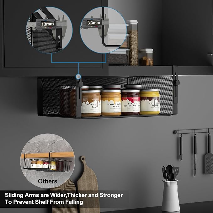 2Pack Under Shelf Basket Organizer, Adjustable Hanging Holder - Image 4