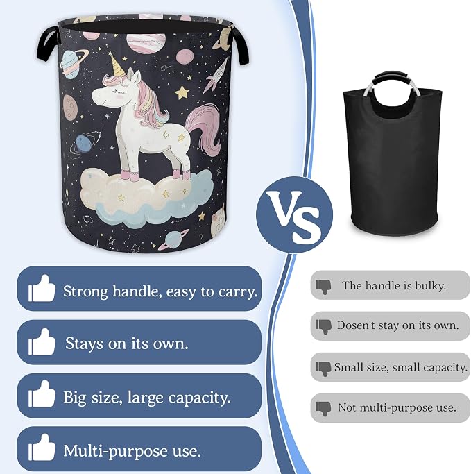 Cute Unicorn Laundry Basket, Foldable Oxford Cloth Planet Laundry Hamper - Image 3