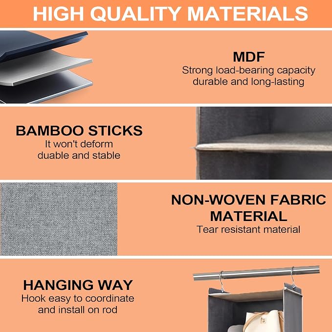 6 Tier Shelf Hanging Closet Organizer, Closet Hanging Shelf - Image 3
