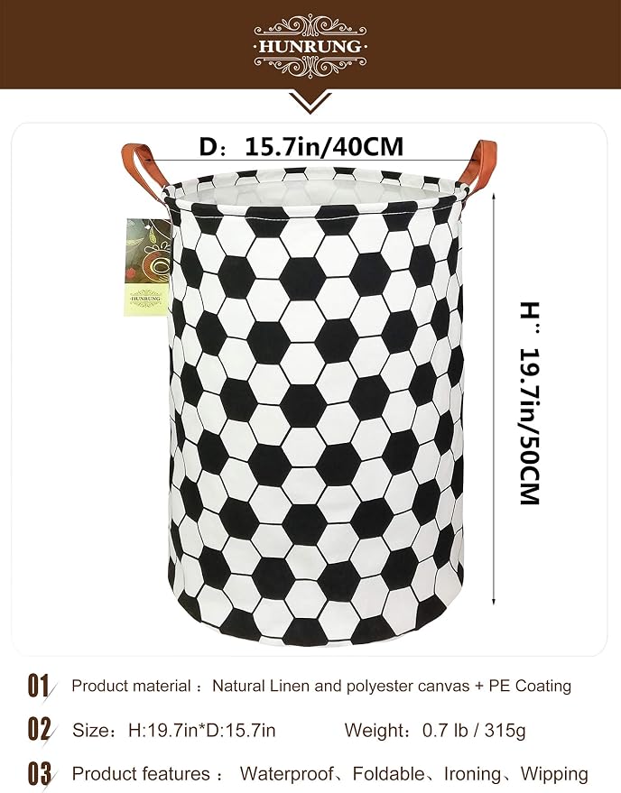 HUNRUNG Laundry Hamper, Large Canvas Fabric Lightweight Storage Basket Toy - Image 2
