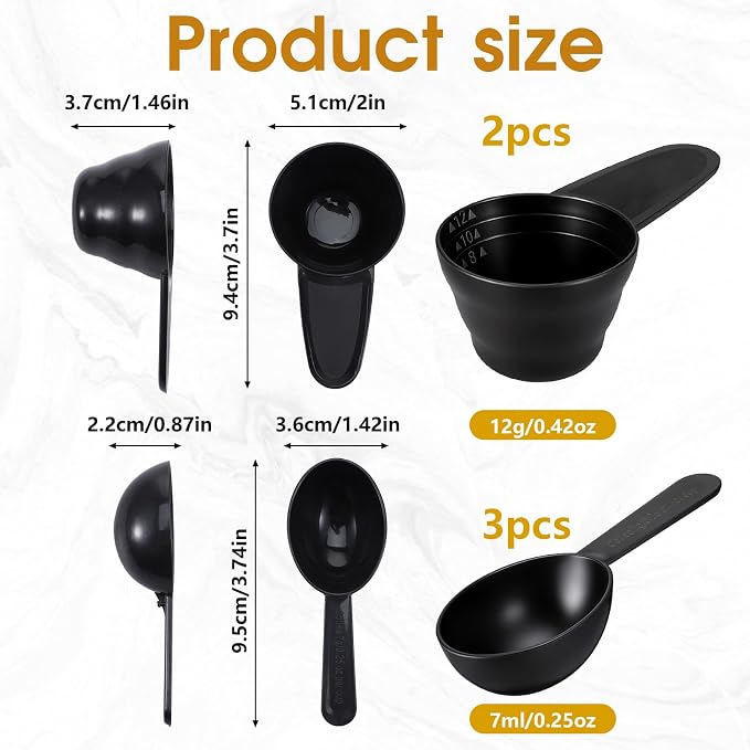 5 Pack Small Scoops for Canisters, Plastic Coffee Measuring Spoons, Short - Image 2