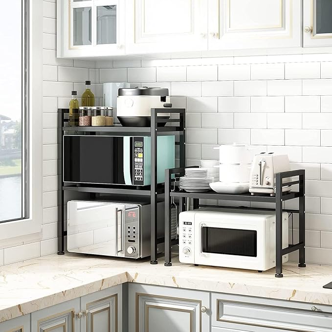 DOLALIKE Microwave Oven Rack, Expandable Microwave Stand Countertop Kitchen - Image 7
