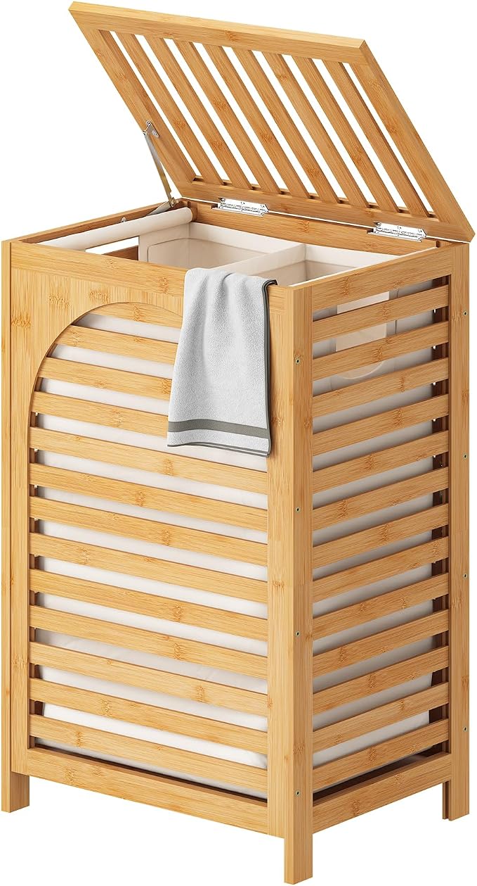 FILWH Laundry Hamper with Lid Large Bamboo Laundry Bin Basket 85L Clothes by FILWH