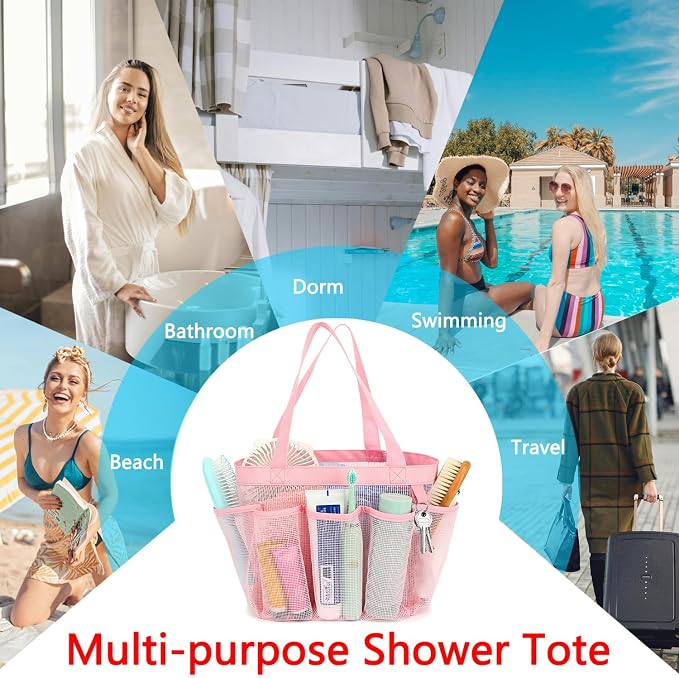 Mesh Shower Caddy Portable for College Dorm Room Essentials, 8-Pocket Large - Image 9
