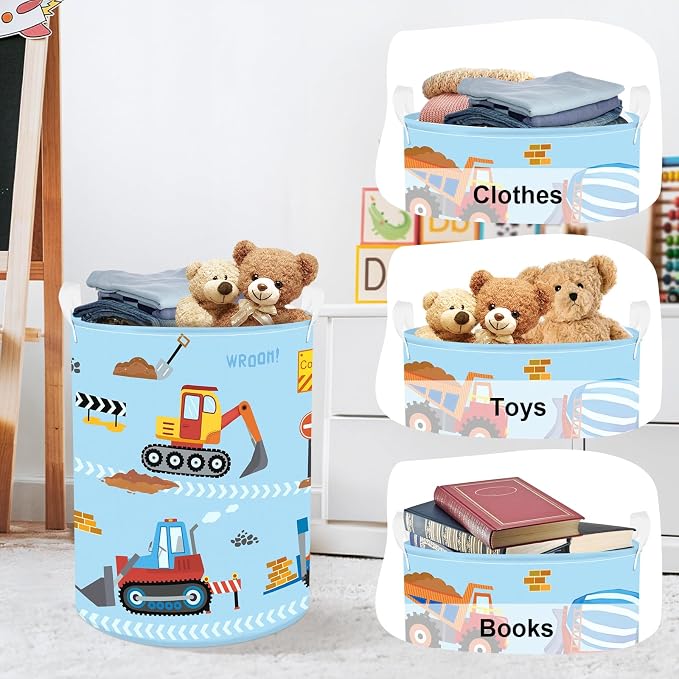 Construction Vehicle Baby Laundry Hamper Collapsible Clothes Kids Storage - Image 5