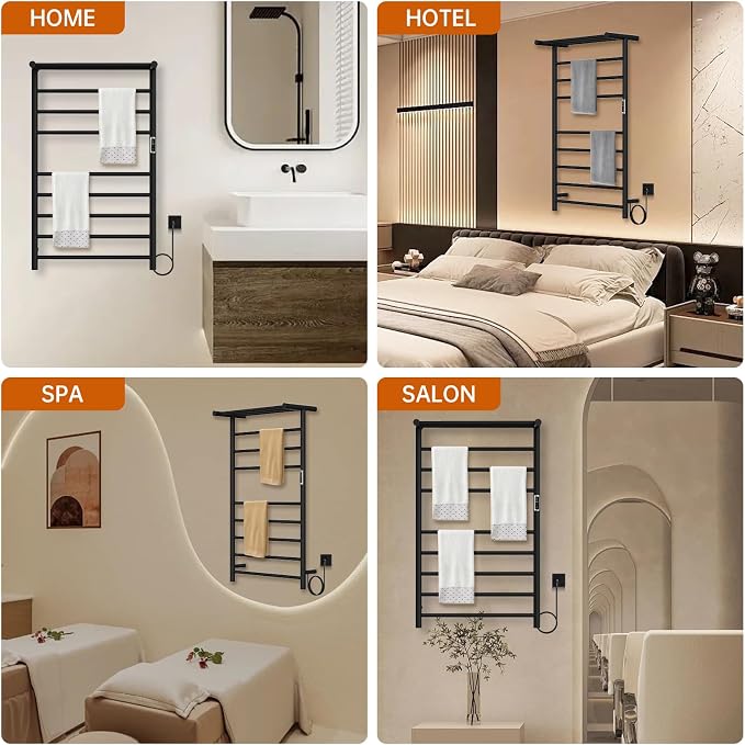 Towel Warmer Rack, 3+3+5 Bars Wall Mounted Towel Heater Towel Warmer - Image 4